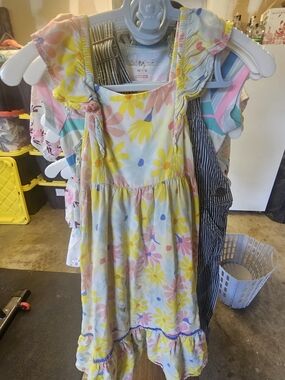 Cat & Jack Yellow and Pink Floral Ruffle Sundress